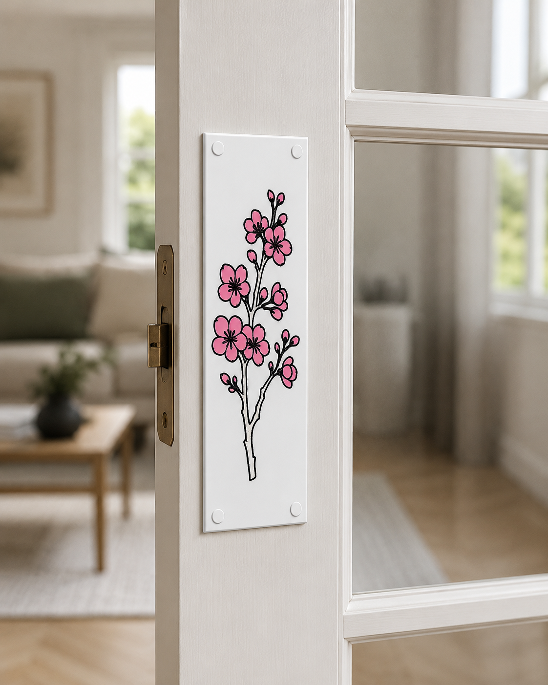 Cherry Blossom Flower Pink Door Push Plate