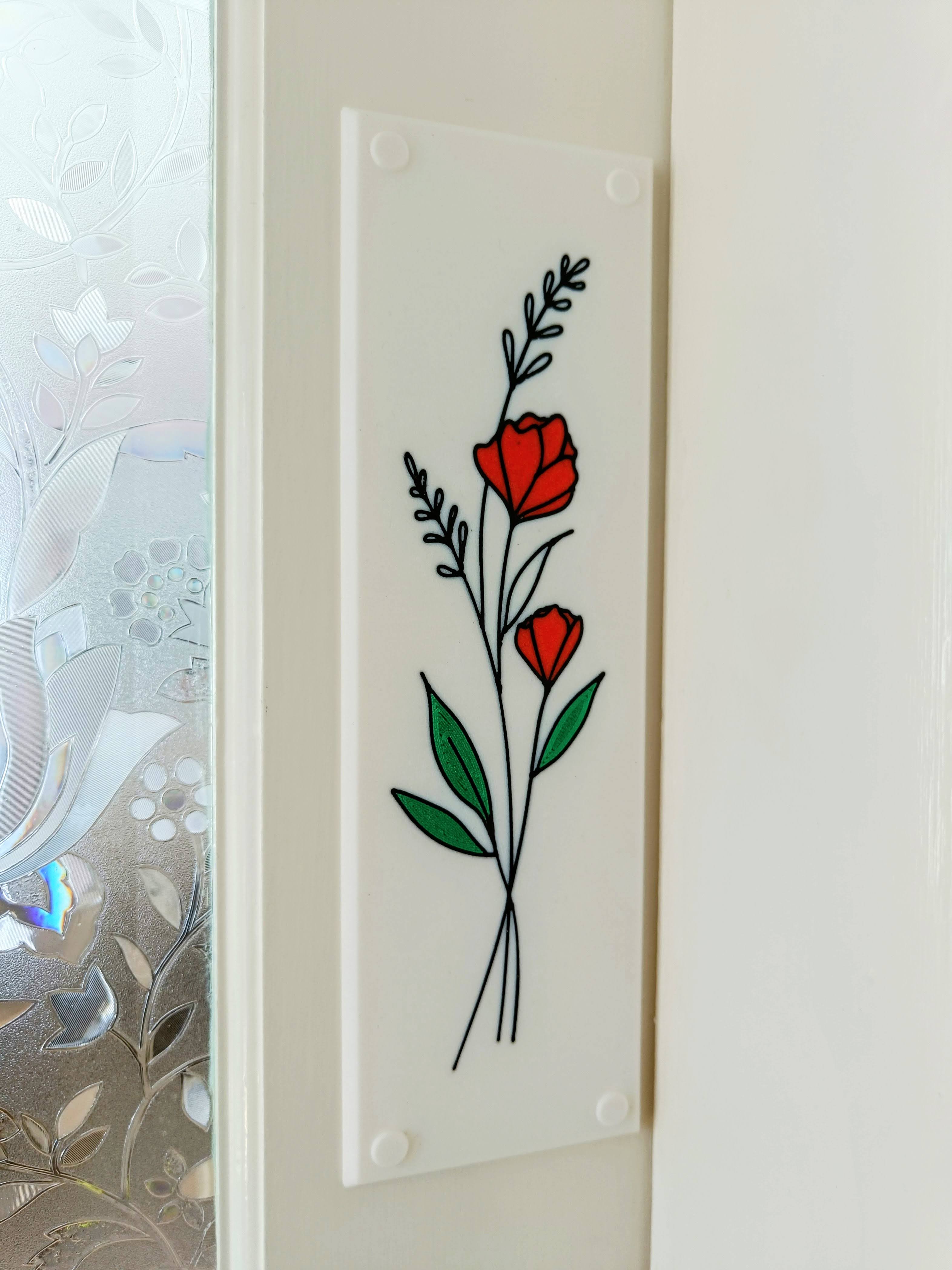 Flower Multi Colour Door Push Plate