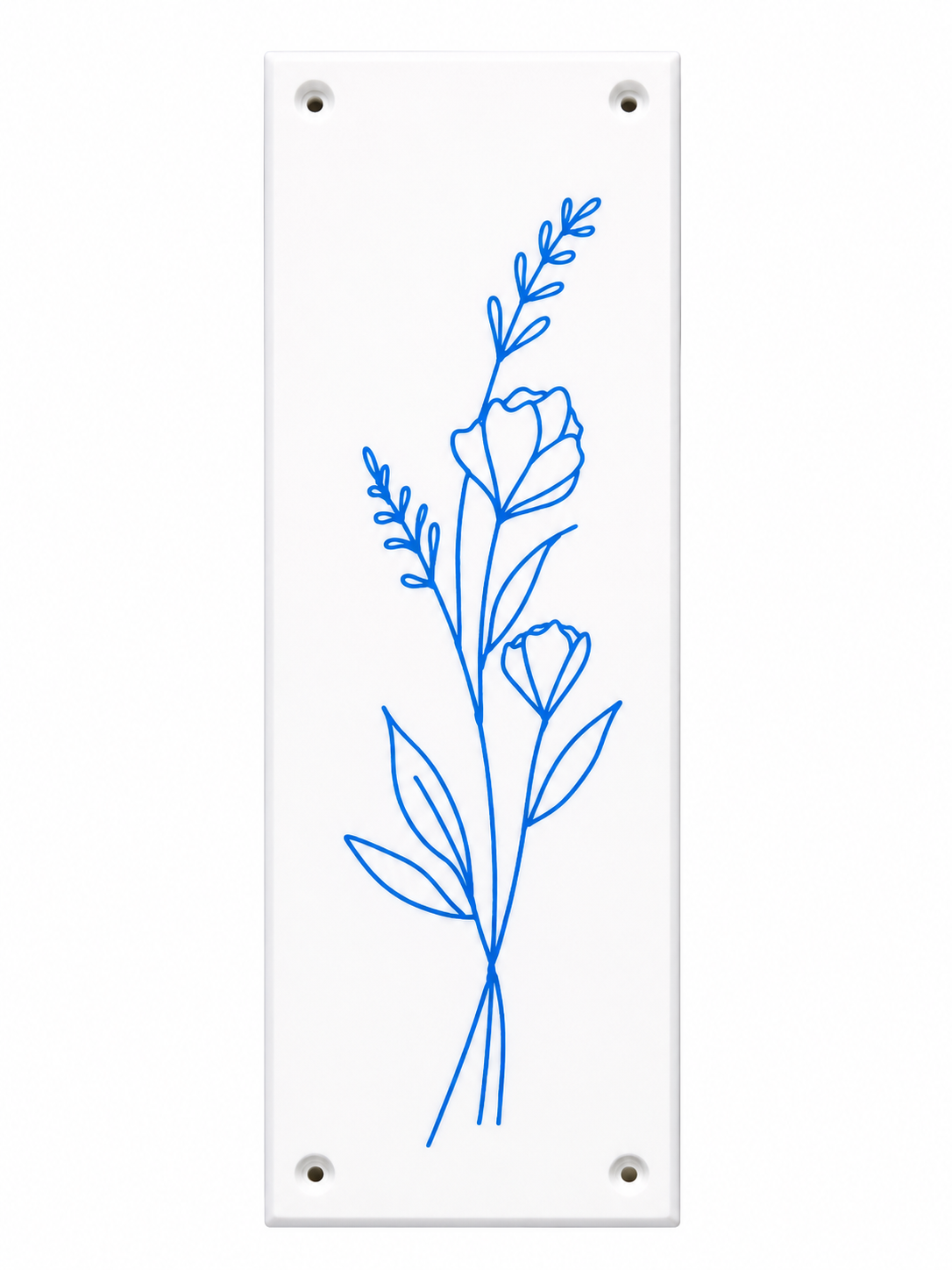 Flower Blue Door Push Plate