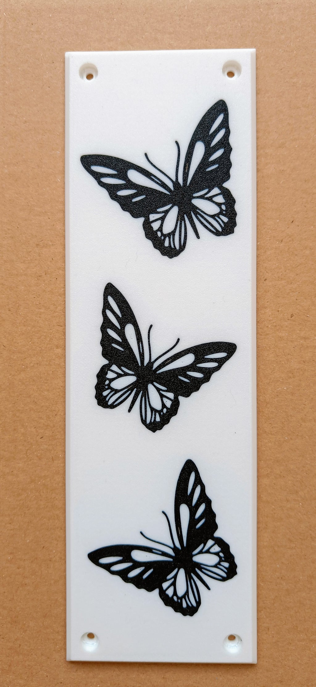 Butterfly Black and White Door Push Plate