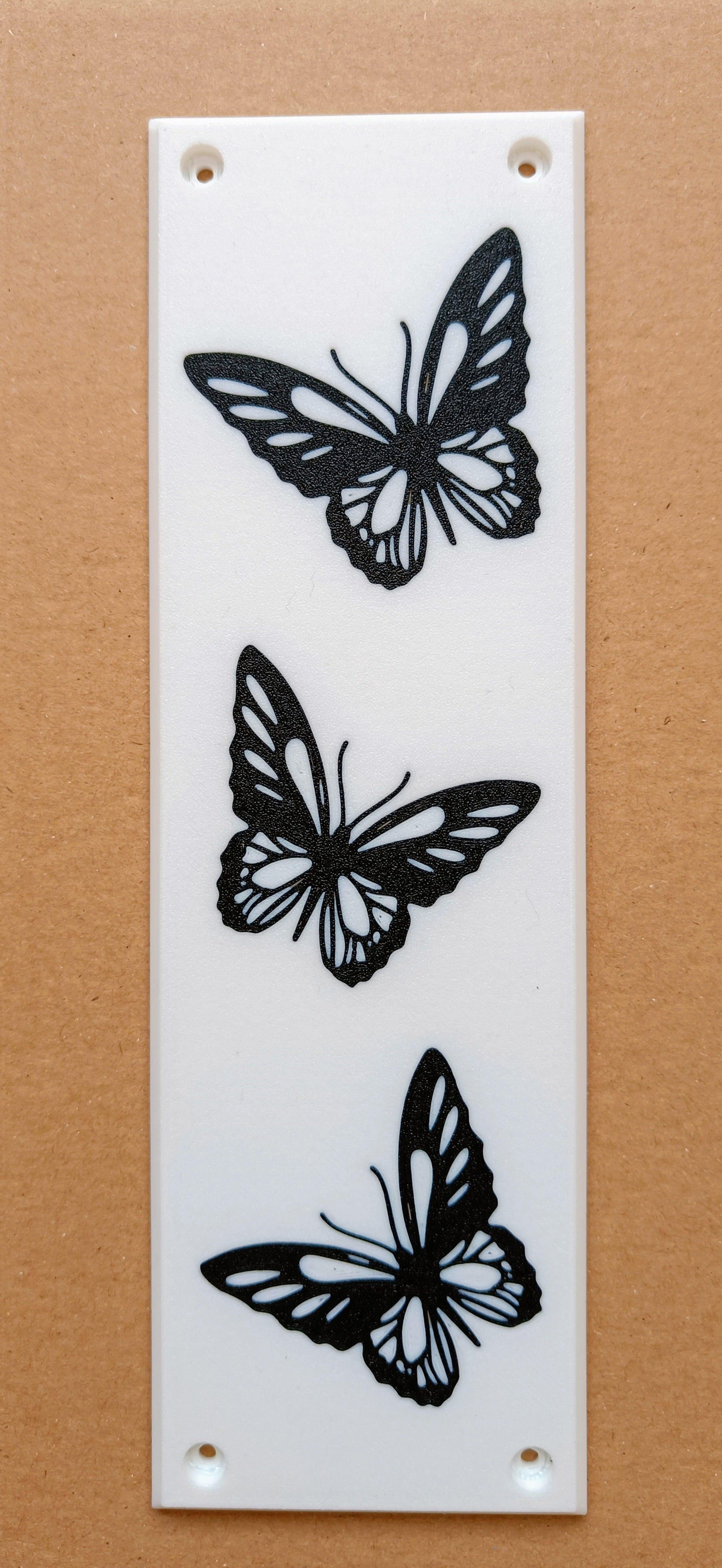 Butterfly Black and White Door Push Plate