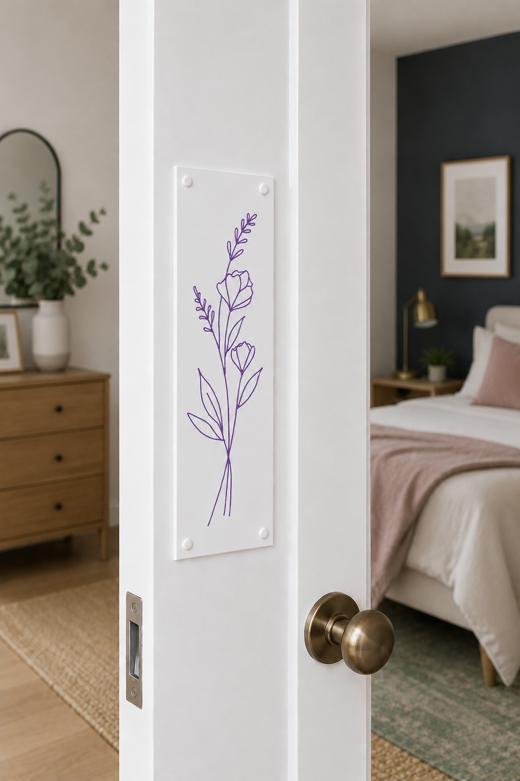 Flower Purple Door Push Plate