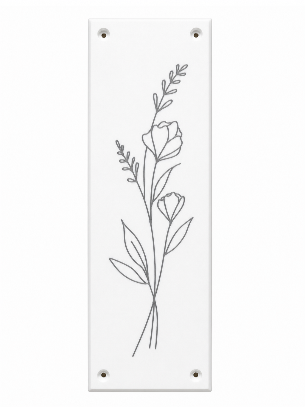 Flower Silver Door Push Plate