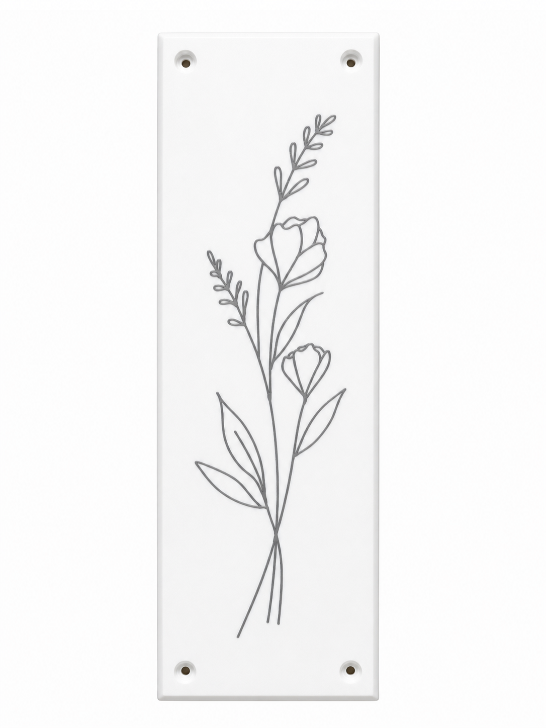 Flower Silver Door Push Plate